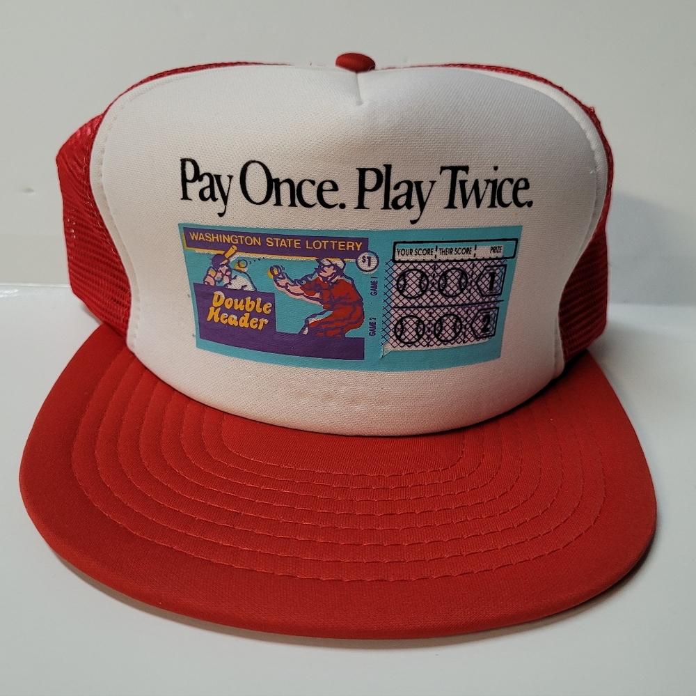 Vintage Wa Lottery Lotto Snapback Trucker Hat Cap Scratch Ticket Baseball Rare